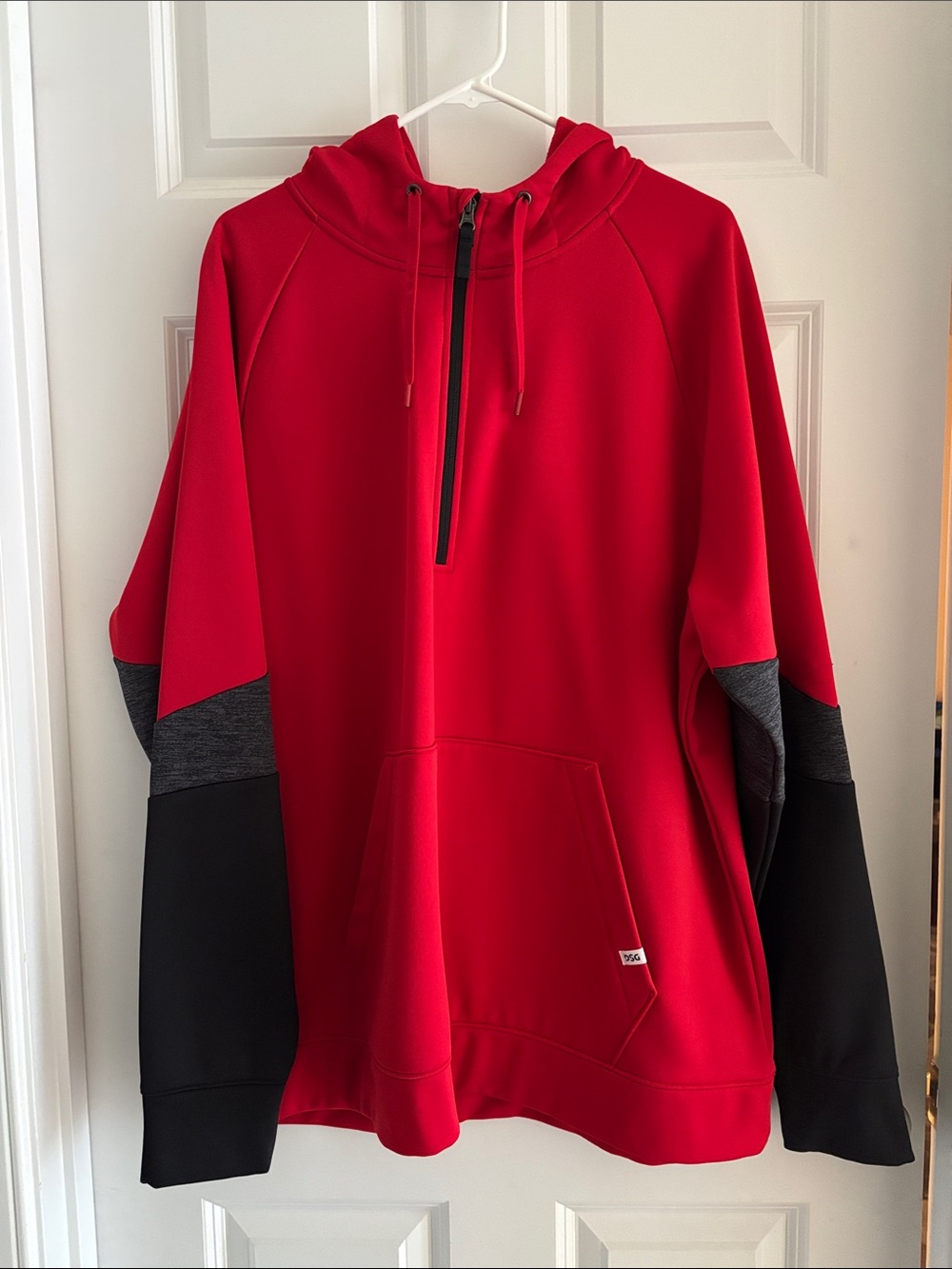 DSG Red Zip-Up Hoodie with Black & Gray Sleeve Panels